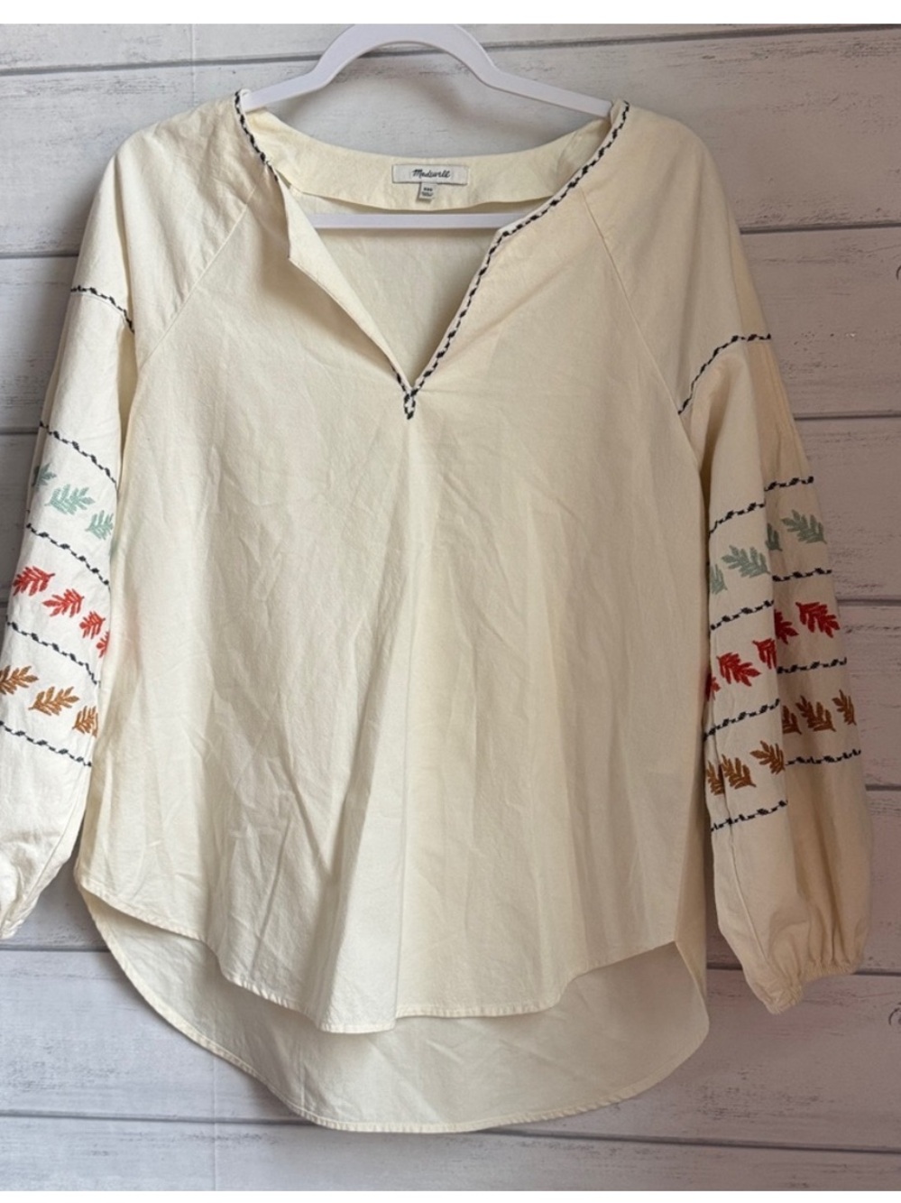 Madewell embroidery sleeve popovers Blouse